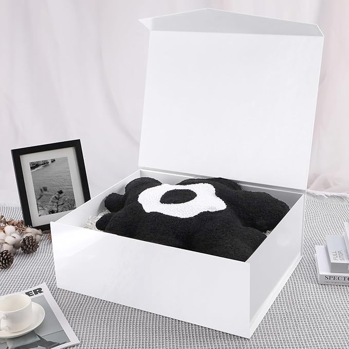 19.2x15.8x7 Inches, 5 Extra Large Gift Boxes with Lids, Groomsmen Proposal Boxes with Magnetic Closure, Bridesmaid Proposal Boxes, Giant Gift Boxes for Clothes and Large Gifts (Glossy White)
