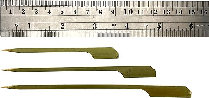 200 Count | KingSeal Natural Green Bamboo Wood Paddle Picks, Skewers for Appetizers and Cocktails, 4.5 Inches - 2 Packs of 100