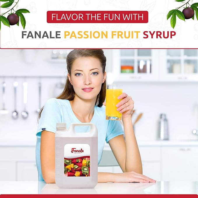 Fanale Premium Flavoring Concentrated Syrup for Bubble Tea 11 lb | Passion Fruit Flavor Syrup | for Boba Tea, Smoothies, Slushes, Desserts | 11lb | SRP030