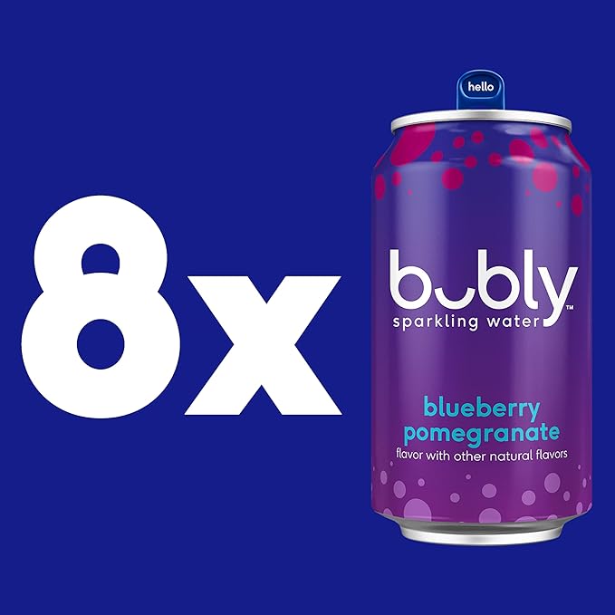 bubly Sparkling Water, Blueberry Pomegranate, Zero Sugar & Zero Calories, Seltzer Water, 12 Fl Oz Cans (Pack of 8)