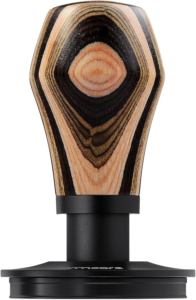 Normcore 58mm Espresso Tamper V4.1, Spring Loaded Coffee Tamper Compatible with 58mm Portafilter Baskets, Titanium PVD Coating Flat Base, Colorful Wood Handle