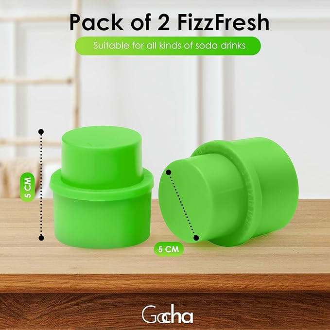 GOCHA | 2 PCS Vacuum Soda Bottle Stopper | Silicone Fizz Keeper | Carbonation Preserver for Soft Drinks & Beverages | Universal Leak-Proof Bottle Cap | (Green)