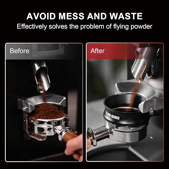 MHW-3BOMBER 51mm Espresso Dosing Funnel & Puck Screen Set, Magnetic Dosing Rring & Reusable Filter kit Compatible with 51mm Bottomless Portafilter, Coffee Dosing Ring with Eppresso Puck DR7015-OS