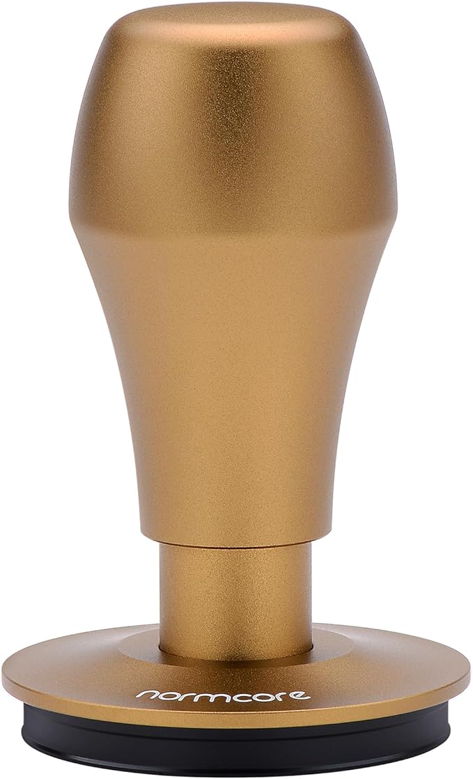 Normcore 58.5mm Coffee Tamper V4, Espresso Barista Hand Tamper, Spring Loaded Tamper With Titanium PVD Coating Flat Base, Bronze Anodized Aluminum Handle, Compatible with 58mm Espresso Machine