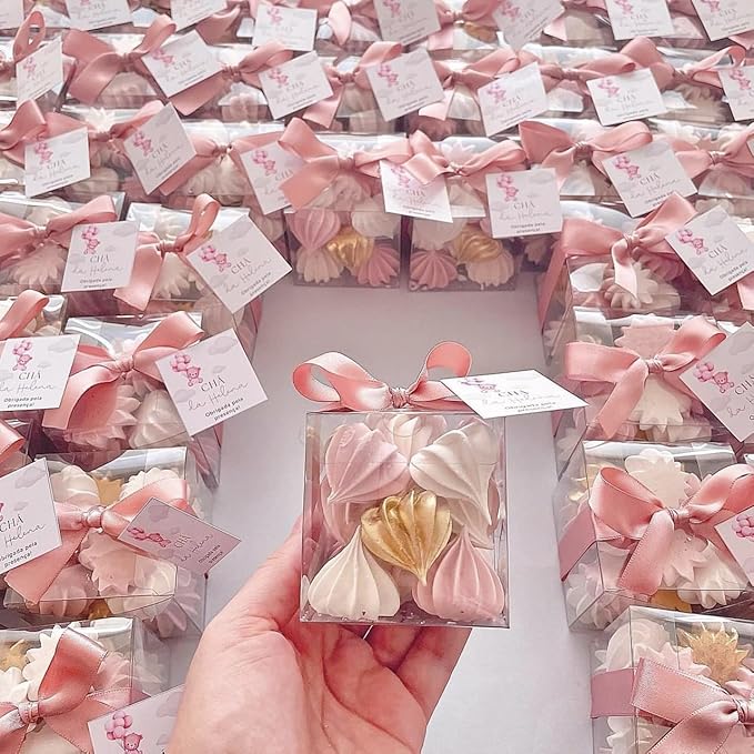 RomanticBaking 100 Pack Bulk 2x2x2 Inch Clear Gift Boxes Macaron Boxes Small Chocolate Bomb Boxes Birthday Wedding Party Favor Boxes