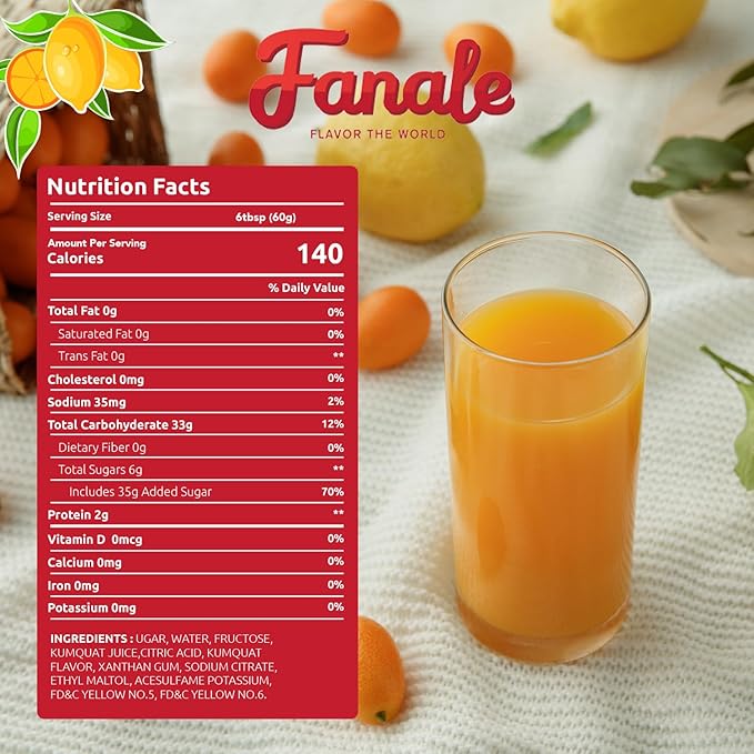 Fanale Premium Flavoring Concentrated Syrup for Bubble Tea 11 lb | Kumquat Flavor Syrup | for Boba Tea, Smoothies, Slushes, Desserts | 11lb | Pack of 4 | SRP150-CS