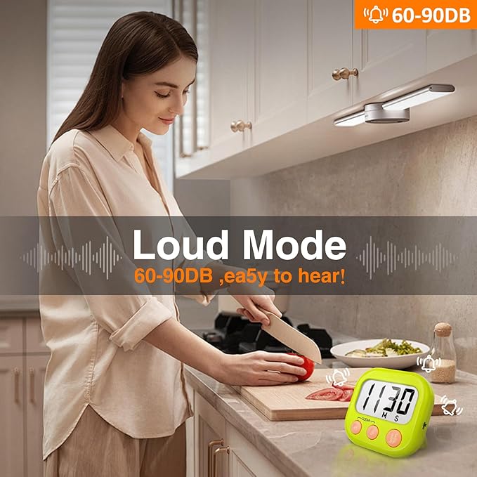 2 Pack Kitchen Timers Loud Ring Digital Timers for Cooking Magnetic Green