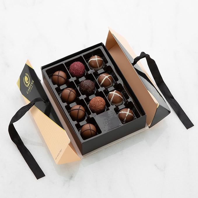 CARIANS Assorted Gourmet Chocolate Truffles Box, Luxury Candy Gift Basket with Dark, Milk & Hazelnut Truffles, Great For Gift Giving, Anniversary, Thanksgiving, Christmas
