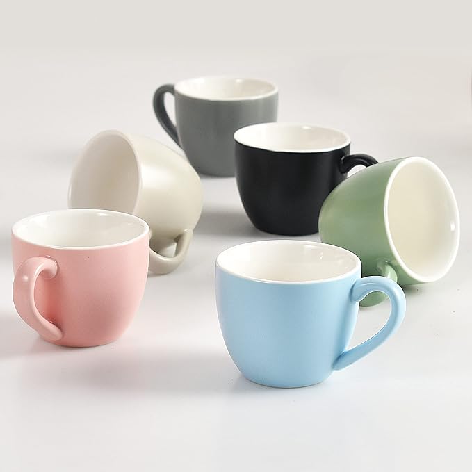 homEdge Mini Procelain Espresso Cup, 3 Ounces / 90 ml Tiny Cofffee Mugs Demitasse for Espresso, Tea- Set of 6, Multicolor