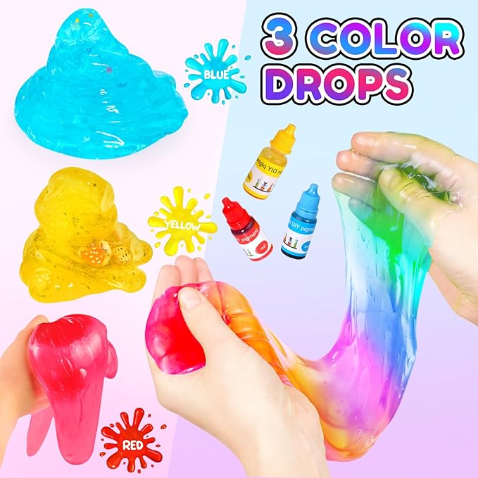 46PCS Slime Boba Tea Making Kit for Girls Ages 8-12, DIY Pretend Play Food Toys, Bubble Tea Cups, Bag, Clear Slime, Add-ins, Making Miniature Food, Party Favors for Kids 6 7 9 10 11