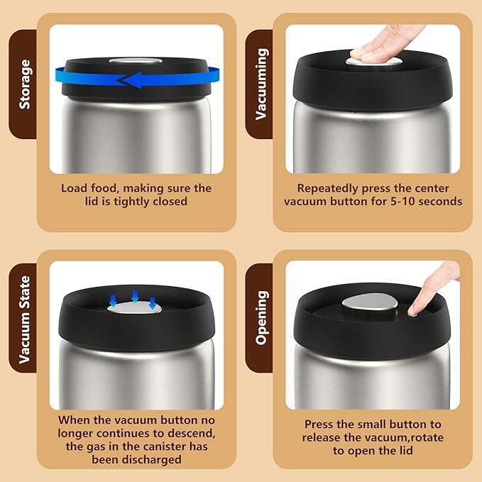 Vacuum Glass Jar with Airtight Lid,61floz/1800ml Borosilicate Glass Coffee Canister Container,Perfect for Coffee Beans & Grounds,Loose Leaf Tea,Candy,Sugar,Nuts,Spices