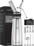 Whipped Cream Dispenser Stainless Steel,Cream Whipper with 4 Injector Tips and 3 Decorating Nozzles,Dishwasher Safe,Chargers NOT Included
