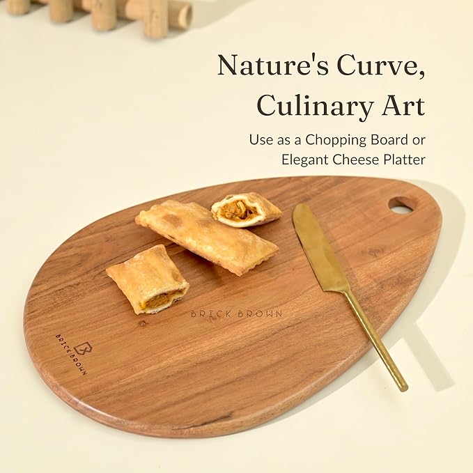 Premium Handcrafted Wood Cutting Board and Chopping Board for Meat, Cheese Board, Vegetables, Bread, and Charcuterie - Decorative Wooden Serving Board(15.5x11.0 Inch)