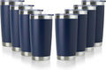 DOMICARE 20oz Stainless Steel Tumbler Bulk with Lid, Double Wall Vacuum Insulated Travel Mug, Powder Coated Coffee Cup (Powder Navy, 8)