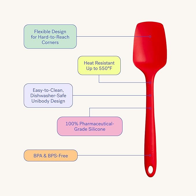 GIR: Get It Right Seamless Spoonula - Non-Stick Heat Resistant Silicone Scraper Spatula - Skinny Design for Mixing, Serving, Scraping, and Stirring - 11 In, Black