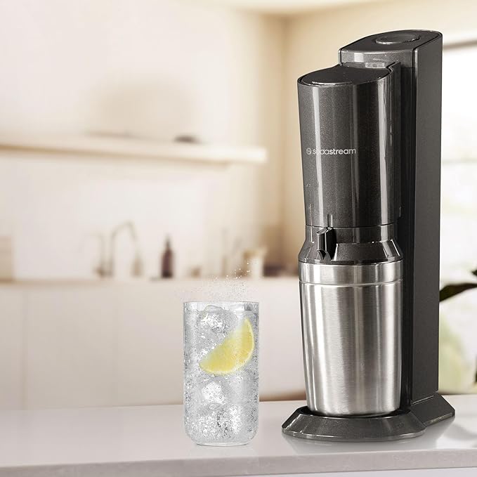 SodaStream - Aqua Fizz Sparkling Water Maker | STARTER KIT | GLASS Carbonator | CQC CO2 System | Includes 2x Elegant Glass Carafes, 1x CO2 Cylinder | Dishwasher Safe | Black