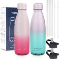 Insulated Water Bottle,12oz Stainless Steel Water Bottles with straw lid,Metal Sports Water Bottles for Boys,Girls,Double Wall Vacuum BPA-Free Flask for School, Sports & Travel (Sunset & Sea)