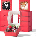 3.2x3.2x1.5 Inches 50PCS Mini Bakery Boxes with Window for Cookies, Soap, Chocolate Truffle, Donut, Macaron(Red)