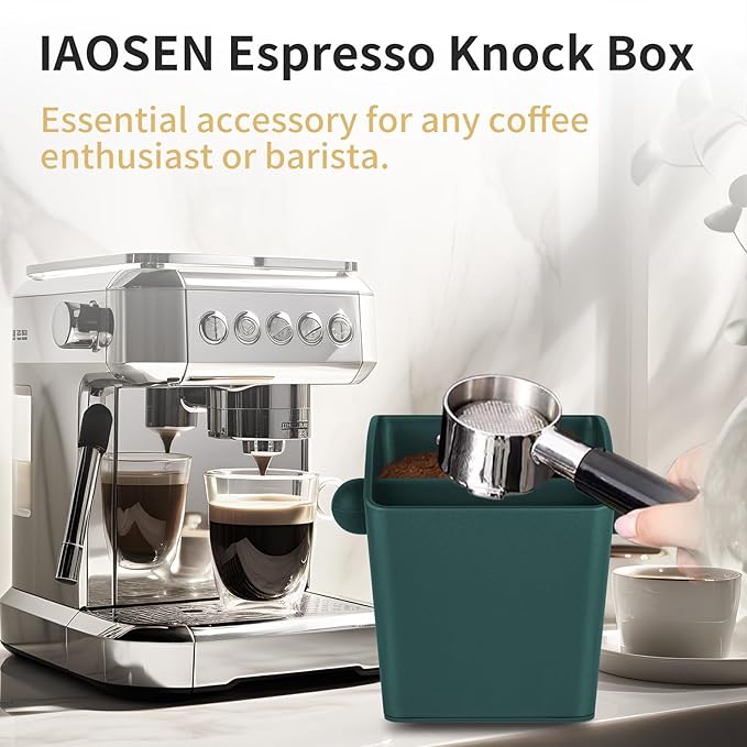 Espresso Knock Box Square High Side Wall Splash Prevention Design Knock Box Shock Absorbing Non Slip Knock Box Espresso With Removable Knock Bar Espresso Accessories for Home/Office