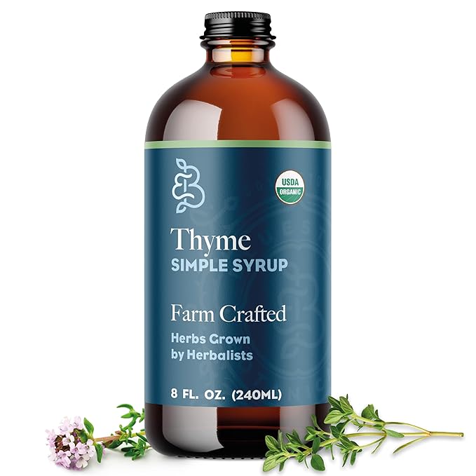 Bluestem Botanicals Organic Thyme Simple Syrup, 8 oz, Cocktail and Mocktail Mixer for Drinks, Non-Alcoholic