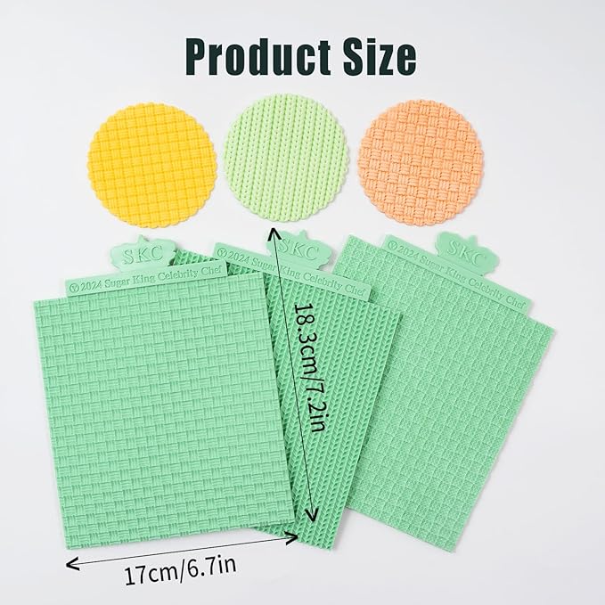 KALAIEN Sweater Texture Fondant Impression Mats Knit Fondant Embosser Texture Mats for Clay Cake Decorating Fondant Molds Set of 3