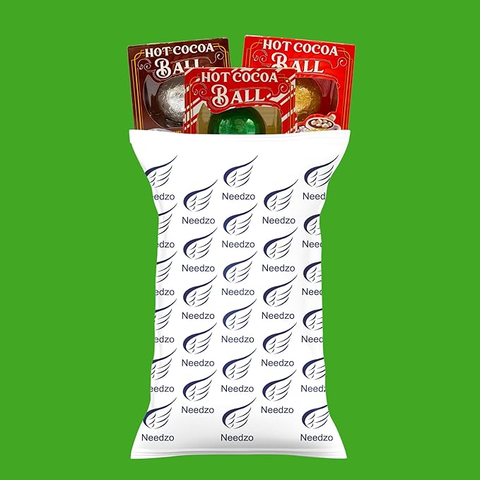 Needzo Hot Chocolate Melting Balls Assorted Variety with Salted Caramel, Peppermint, and Classic Flavors, Bulk Cocoa with Mini Marshmallows Inside, Cute Candy Stocking Stuffers Party Favor Pack of 3