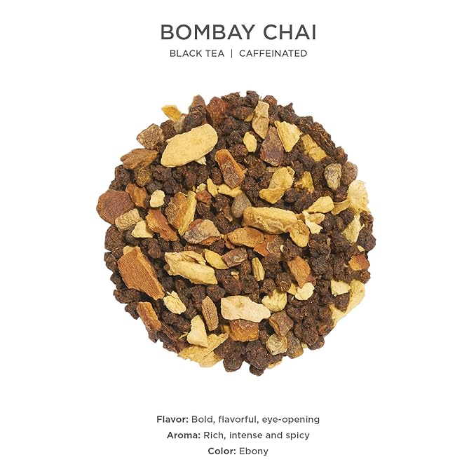 Tea Forte Bombay Chai Premium Loose Leaf Caffeinated Black Tea Blend Canister, Makes 35-50 Cups