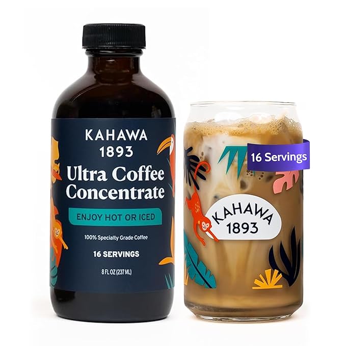 Kahawa 1893 Ultra Coffee Concentrate (16 Servings) - Instant Hot, Cold or Iced Coffee, As Seen on Shark Tank, High Antioxidants, Naturally Sweet, Organically Grown, Cultivated & Ethically Sourced