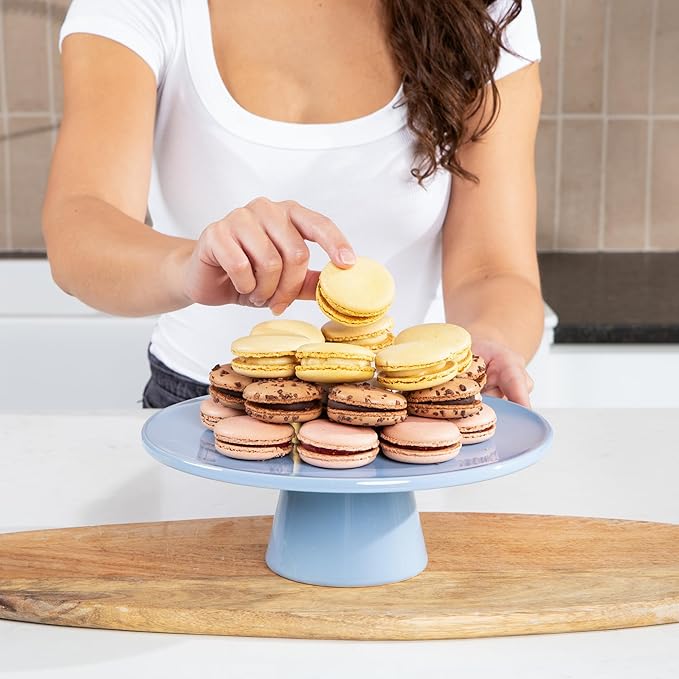 The Cake Stand -10 Inch Ceramic Pedestal Cake Stand with Gloss Finish - Modern Display for Cakes, Cupcakes, Cookies & More - Perfect for Weddings, Birthdays & Baby Showers (Rose)