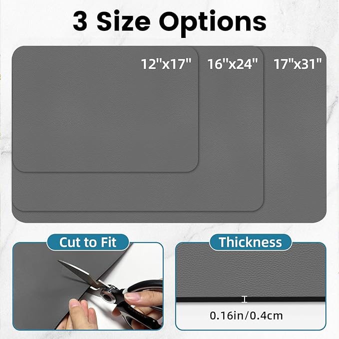 PoYang 31"x17" Coffee Mat X-Large, Coffee Bar Accessories for Countertop, Absorbent Dish Drying Mat, Anti-Slip and Hide Stain Pad for Espresso Machine, Espresso Maker and Kitchen Counter, Gray