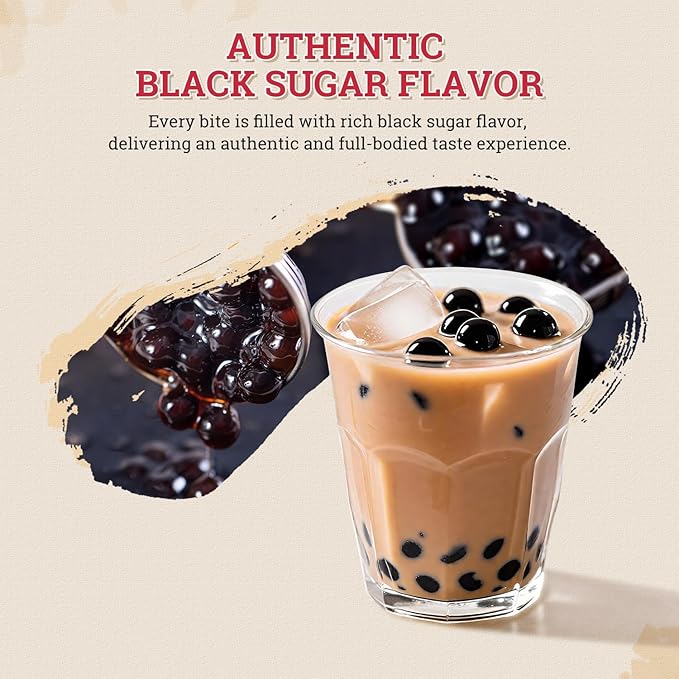 52USA Boba Tapioca Pearl, Black Sugar Flavor, Fresh Bubble Tea Pearl, 8.8 Oz (Pack of 2) – Ready in 5 Minutes, Soft & Chewy Black Tapioca Pearls for Milk Tea, Coffee, Smoothies & Desserts