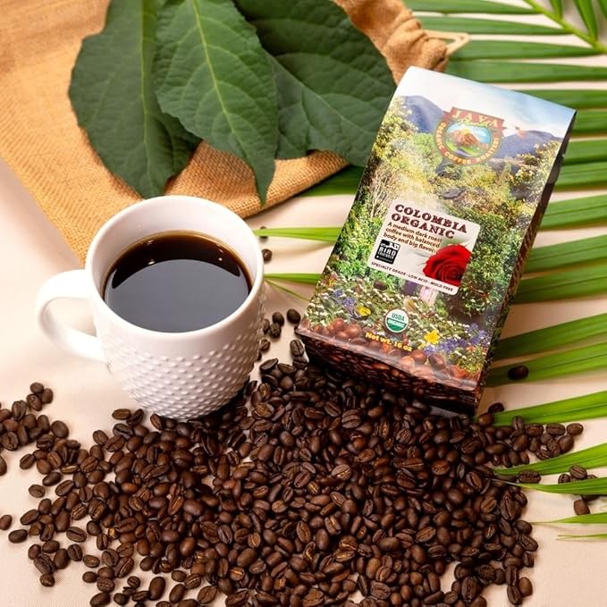 Low Acid Organic Coffee – Whole Bean, Mold-Free & Stomach Friendly by Java Planet, Colombian Single Origin, Medium Dark Roast, Smooth Full Flavored, 2x1LB Bag