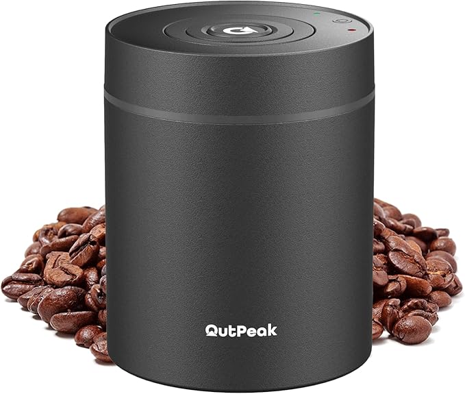 OUTPEAK Neo 2025 Auto Vacuum Coffee Canister, 0.5L for 4.6oz Coffee Beans, One-Button Operation, Small Airtight Coffee Canister with Scoop, Coffee Storage Container Stainless Steel (Champion's Choice)