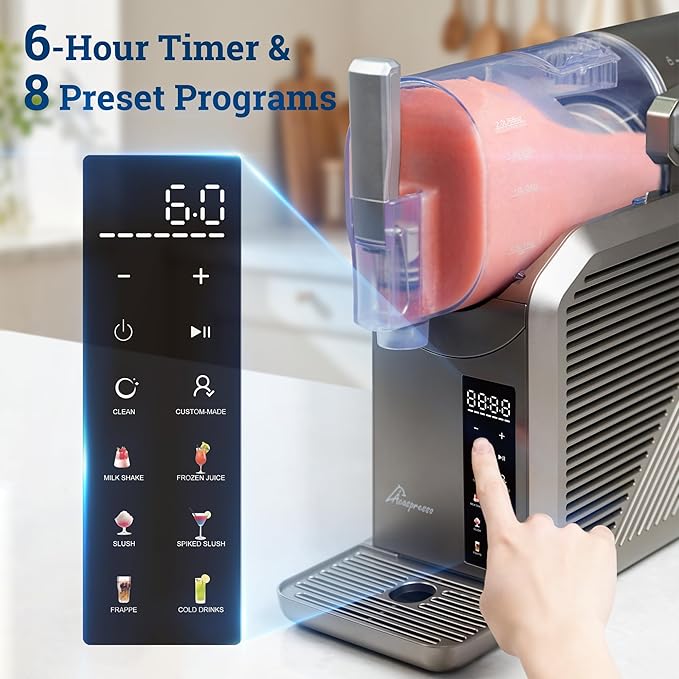Slushie Machine for Home, 81oz Frozen Drink Machine with 6 Preset Programs, 6 Hours Timer for Margarita, Slushie, Frappé and More, No Ice Needed, Easy To Use & Clean (Gunmetal)