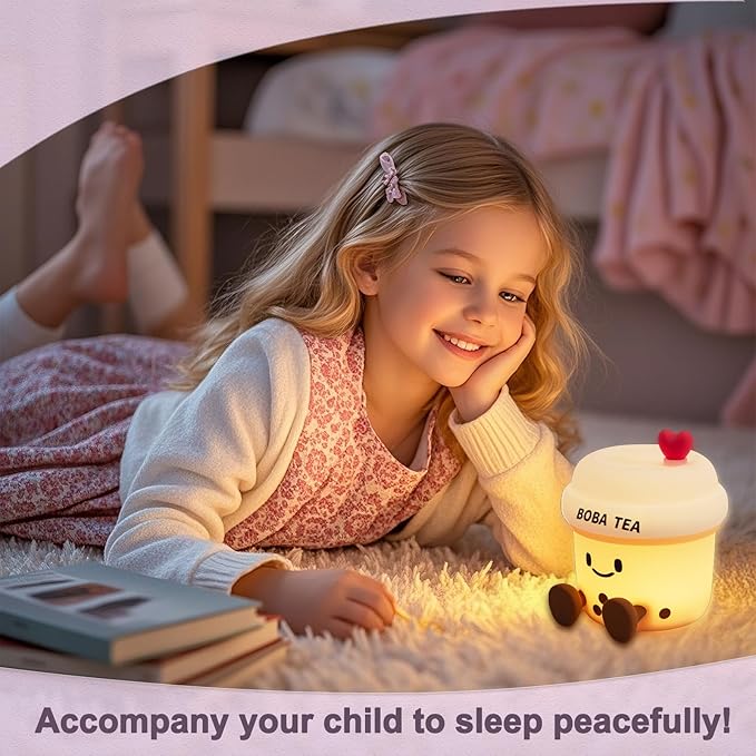 Boba Tea Night Light, Boba Gifts, Cute Silicone Bubble Tea Night Light, Kids' Bedroom Decor, Gift for Children, Teens, Adults, Perfect for Christmas & Birthdays (Boba Tea)