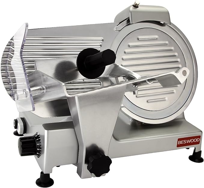 10" Premium Chromium-plated Steel Blade Electric Deli Meat Cheese Food Slicer Commercial and for Home use 240W BESWOOD250