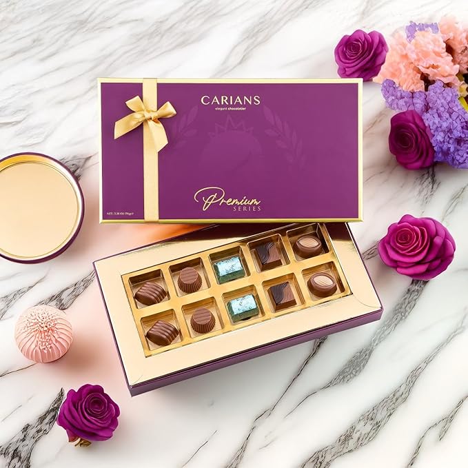 CARIANS Chocolate Truffles Box, Belgium Chocolate Limited Edition, Gourmet Assortment of Milk, Dark, White Chocolate Basket, Great for Gift Giving, Anniversary, Thanksgiving, Christmas