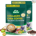 20X Collagen Chia Coffee, 11 in 1 Shape Coffee Mix with Collagen & Chia Seeds, Goji Berry, Supports Hair, Skin & Nails, Boost Beauty & Energy, Sugar Free, Vegan, Gluten-Free, 30 Servings