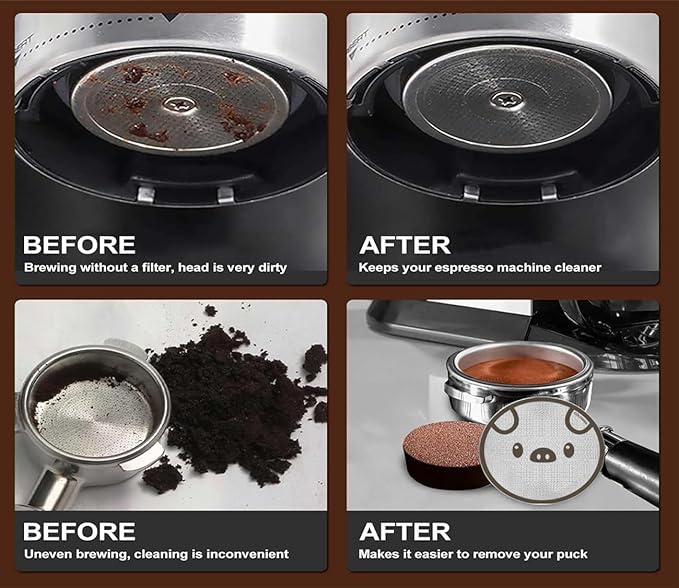 58.5mm Espresso Puck Screen, Lower Shower Screen, Metal Coffee Reusable Filter for 58mm Espresso Portafilter Basket, 1.7 Thickness(Piggy)