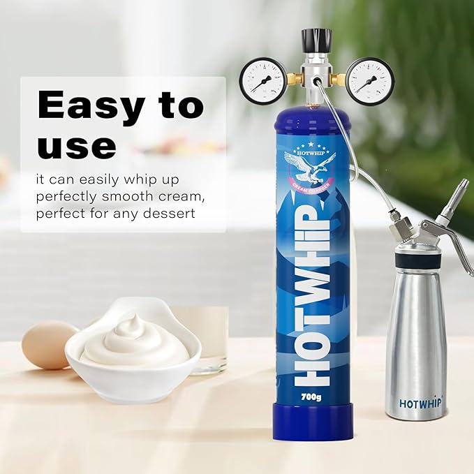 Whipped Cream Charger 6x700g 1.1L Tanks Original Flavor Cream Charger 99.99% Purity Food Grade Whip Cream Tank(6 Cylinders)