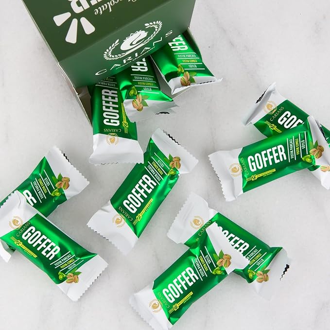 CARIANS One Bite Size Dubai Chocolate Wafers, 10 Pcs. Individually Wrapped Dubai Chocolate Wafers with Pistachio, Great for Gift Giving, Anniversary, Thanksgiving, Christmas