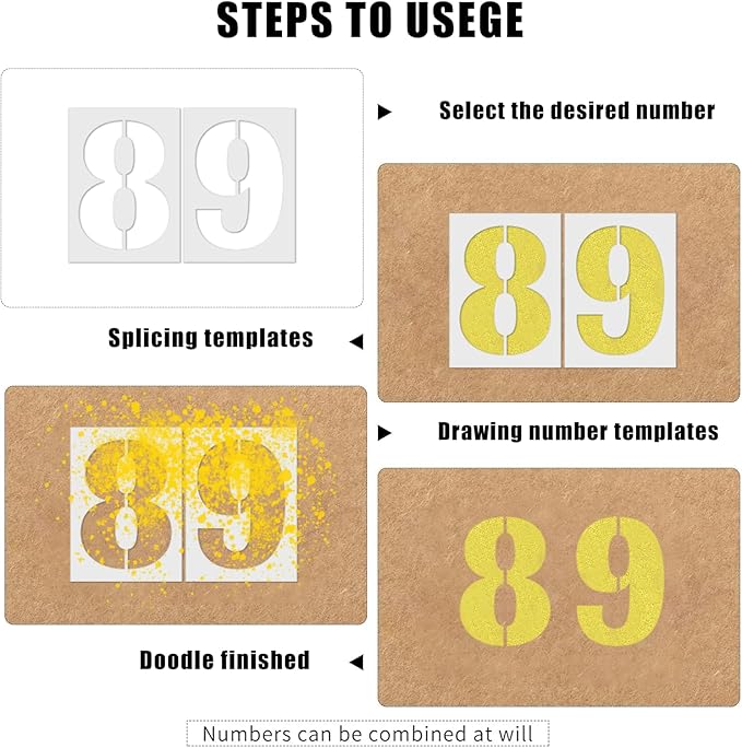 6 Inch Number Stencils Set, 0-9 Plastic Address Number Stencils Reusable Cake Digital Templates for Painting on Wall,Wood,Rock,Mailbox and DIY Art Projects