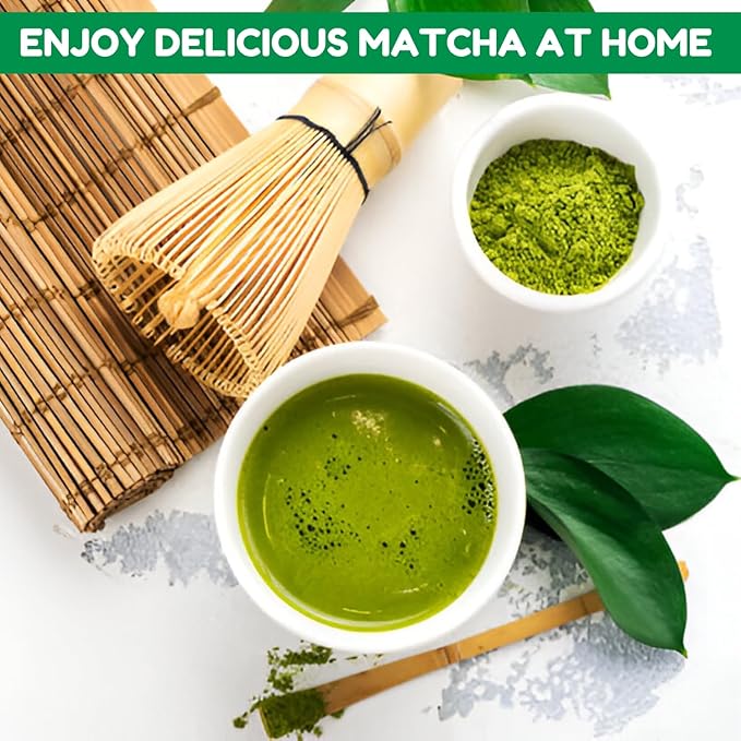Matcha Whisk Set with Matcha Bowl, Matcha Bamboo Whisk, Scoop, Sifter, Matcha Whisk Holder Unique Gifts for Women Men Girl Friend Home Kitchen Decor Gifts for Christmas, Birthday, matcha kit