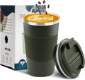 YINBAOGE Insulated Travel Coffee Mug Spill Proof Leak Proof Pobtable To Go Camping Stainless Steel Coffee Tumbler Reusable Coffee Cups with Lids Thermos for Hot and Cold Drink (Green, 17 OZ)