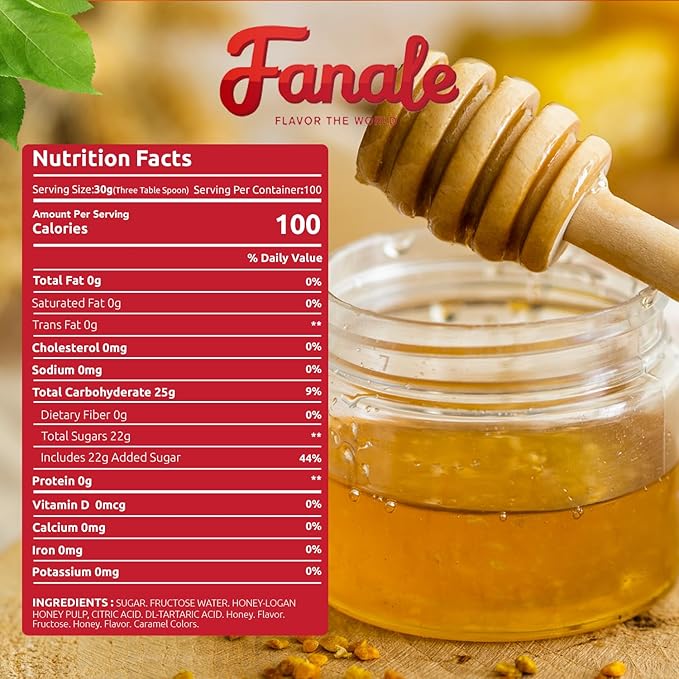 Fanale Premium Flavoring Concentrated Syrup for Bubble Tea 5.5 lb | Honey Logan Flavor Syrup | for Boba Tea, Smoothies, Slushes, Desserts | 5.5lb | SRP190