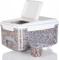 10 lbs Cereal Containers Storage - Airtight Flour Storage Container with Lids & 10 lbs Rice Dispenser, BPA Free Pantry Containers for Sugar and Cereal, White