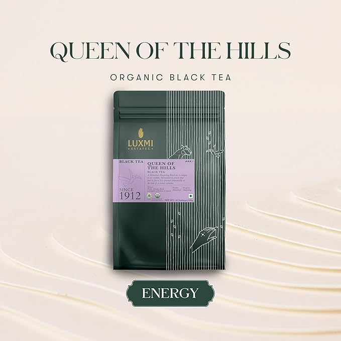 Luxmi Estates Queens Black Tea Blend 50 Tea Bags (100gm) Pack | Organic Black Tea | 50 Cups Bulk Pack