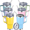 20 oz Tumbler with Handle Stainless Steel Insulated Coffee Mug Tumbler with Lid and Straw Double Wall Vacuum Insulated Coffee Mug Leak Proof Travel Mug Tumbler for Hot and Cold Drink (Mix Color-7)