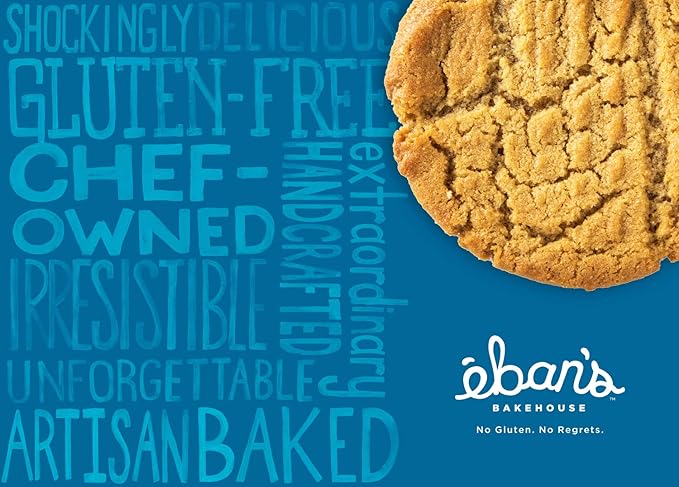 Eban’s Fresh Baked Gluten-Free Cookies - 24 Large Cookies (2 Boxes of 12) - Soft and Chewy, Individually Wrapped, Gourmet, Preservative Free, Non-GMO (Peanut Butter)