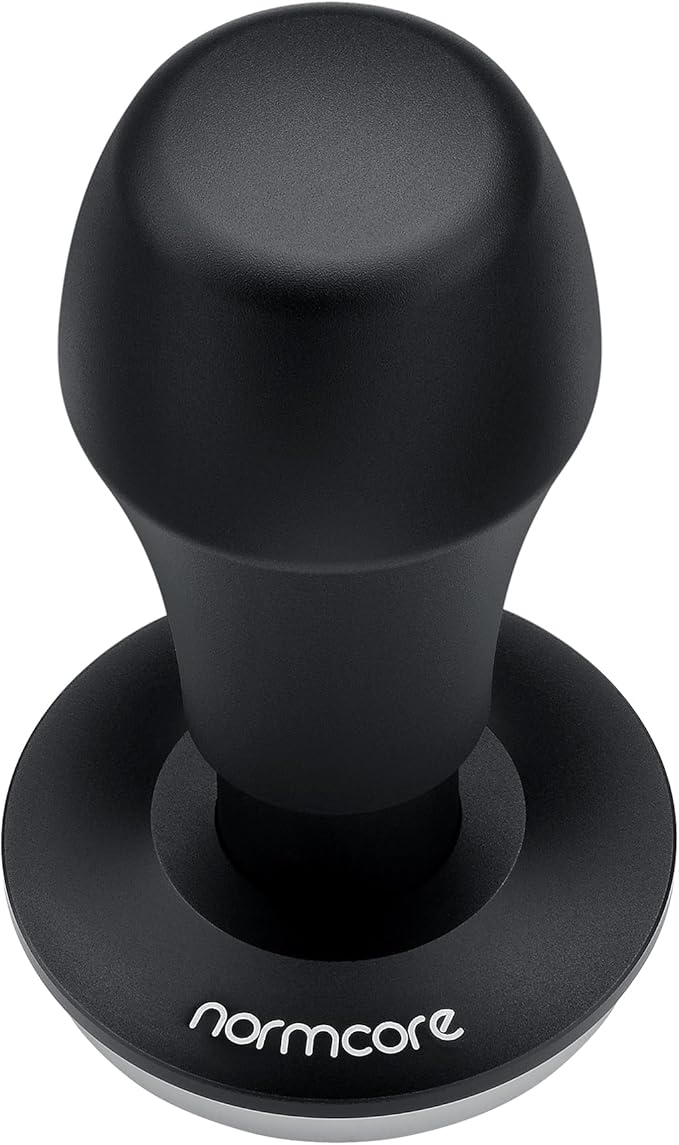 Normcore 45.5mm Coffee Tamper V4.1 with Click Sound Feedback, Spring Loaded Tamper with 304 Stainless Steel Flat Base Fits Flair Pro and Pro 2, Anodized Aluminum Handle with Silicone Stand, Black